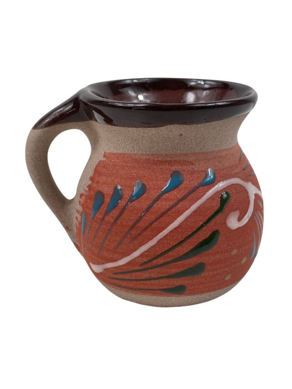 Mexican Hand Painted Multicolor Folk Art Pottery 12 oz Coffee Cup Mug